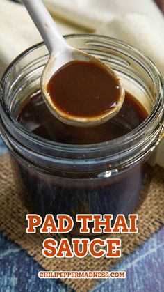 A spoonful of the delicious Pad Thai Sauce Sticky Sauce Recipe, Pad Thai Recipe Sauce, Pat Thai Recipe, Pas Thai Sauce Recipe, Pad Thai Sauce Recipe Authentic, Diy Pad Thai Sauce, Thai Hot Sauce, Thai Dipping Sauce Recipes, Simple Pad Thai Sauce