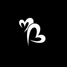 the letter b is made up of two hearts and has been drawn in white on black