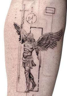 Geometric Tattoo Sleeve Designs, Greek God Tattoo, Roman Tattoo, Archangel Tattoo, Unique Tattoos For Men, Simple Arm Tattoos, Hidden Tattoos, Greek Mythology Tattoos, Tattoo Inspiration Men