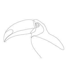 a black and white drawing of a toucan