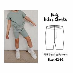 a child's sewing pattern for shorts with the words kids bitter shorts on it