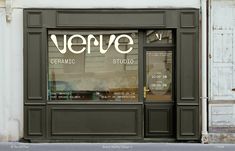 a storefront with the words verve written on it