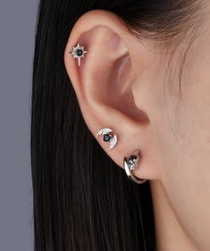 Bedeck your lobes with devilish delight with our cool Devil Heart Stud earrings. Featuring a chic black gemstone, these spooky studs are perfect for Halloween (or any other time you're feeling wickedly stylish). Detail： -Post material: stainless steel. Cubic Zirconia -Gauge: 20g | 0.8mm-Post length: 6mm -Dimensions: 7mm Length x 8.1mm Width -Include: single item -Closure: screw ball back * Shop extra ball backing here. * Piercings are sold individually for layering purposes. Sold individually. M Black Piercings For Halloween Gift, Black Minimalist Sterling Silver Cartilage Earrings, Minimalist Black Nickel-free Piercings, Black Nickel-free Minimalist Piercings, Edgy Black Sterling Silver Earrings, Black Edgy Sterling Silver Earrings, Black Sterling Silver Edgy Earrings, Black Internally Threaded Metal Cartilage Earrings, Nickel Free Black Metal Piercings