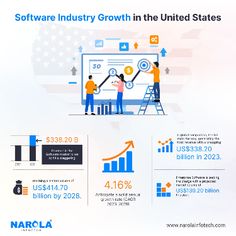 an info graphic showing the growth of software industry growth in the united states, as well as data about it