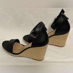 Cute Espadrille Wedges. They Have Ankle Straps With An Adjustable Buckle. Wedge Size Is 2.5”. Nwot Ankle Straps, Womens Shoes Wedges, Espadrilles Wedges, A New Day, New Day, Black Color, Espadrilles, Wedges, Buckle