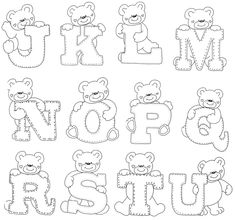 the letter k is for teddy bears and it's letters are outlined in black ink