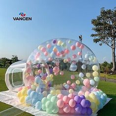 an inflatable bubble ball filled with balloons