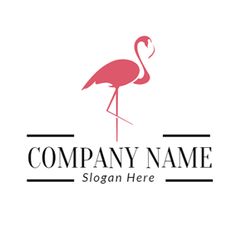 a pink flamingo logo on a white background with the words company name written below it