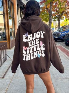 Spread a Positive Message of Mental Health with this cute and unique Enjoy The Little Things Hoodie! This Self Love, Self Care Hoodie is super comfy! Size up for a Trendy Oversized Look! ♥ Hello and Welcome to Meaningful Tees Shop! ♥ Printed on the most popular Unisex Hoodie, the Gildan 18500 is 50% Cotton / 50% Poly. The soft fleece lining makes it super Comfy and is sure to become your new favorite! ♥ All of our items are made to order with care for each customer : ) ♥ Please allow 3-7 BUSINESS days (usually 3-5) for your item to be created PLUS shipping time via USPS ♥ This Unisex Hoodie fits like a Men's on Women, but is not overly large. ♥ For a RELAXED FIT, your usual size will typically work, but please consult the Size Chart in the Listing Photos ♥ For an OVERSIZED FIT, size up 1, Witchy Fall, Trendy Hoodies, Aesthetic Hoodie, Y2k Hoodie, Enjoy The Little Things, Moms Club, Preppy Aesthetic, Trendy Collection, Anti Social