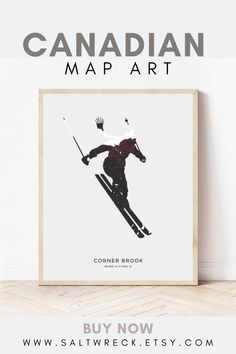 the canadian map art is displayed in front of a white wall with text that reads buy now