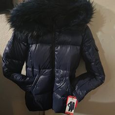 S13 New York Jacket/Blue/M/ New With Tag. Navy Fitted Outerwear For Cold Weather, Fitted Navy Outerwear For Winter, Blue Fitted Puffer Jacket For Fall, Fitted Blue Puffer Jacket For Fall, New York Jacket, Sporty Jacket, Moto Biker Jacket, Womens Coats, Army Green Jacket