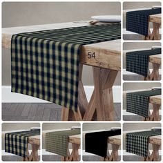 the table is covered with black and white checkered fabric