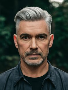 Ideal for the adventurous stylist, the dual-texture slick back combines smooth and rough textures to create a distinctive look. This style is best for men with medium to thick hair and suits all face shapes. Mens Slick Back Hairstyles Medium, White Beard Men, Slicked Back Hair Men, Male Hairstyle, Rediscover Yourself, Men's Cuts, Beard Men, Grey Hair Men