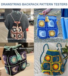 crochet drawstring backpack patterns for purses and handbags with instructions