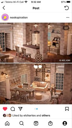 Animal Crossing Rustic Living Room, Acnh Cottagecore House, Acnh Living Rooms Ideas, Big Kitchen Ideas, Cottagecore Living Room, Amazing Interior Design, Living Room And Kitchen Design, Acnh Cottagecore, Log Cabin Interior