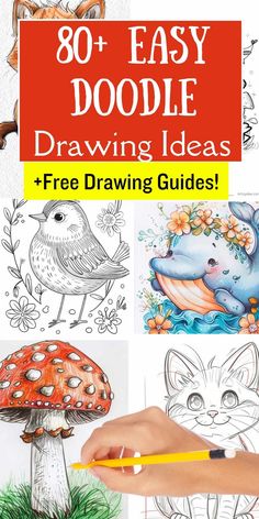 an adult coloring book with the title, easy doodle drawing ideas and free drawing guides