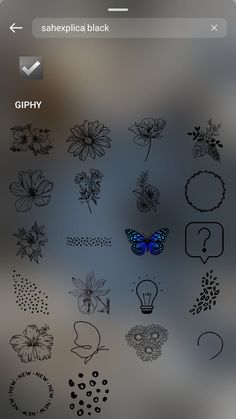 an iphone screen with different flowers and butterflies on it