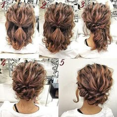 easy+updos+for+medium+hair+curly+bun #mediumlengthhairstyles Easy Updo Hairstyles Tutorials, Updo Hairstyles Tutorials, Highlights Curly, Easy Updo Hairstyles, Bronde Balayage, Simple Prom Hair, Medium Curly, Curly Hair Updo, Up Dos For Medium Hair