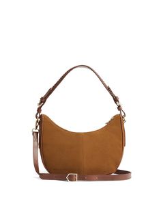 The Tetbury Crescent Bag - Tan Trendy Leather Hobo Bag With Braided Handles, Chic Leather Saddle Bag With Leather Trim, Elegant Saddle Bag With Leather Trim For Everyday Use, Dress And Ankle Boots, Work Travel Bag, Crescent Bag, Laptop Travel Bag, Slouchy Style, Mens Ankle Boots