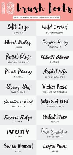 Free Font Collection: 18 Brush Fonts — Journey With Jess | Inspiration for your Creative Side Brush Fonts Free, Numbers Tattoo, Farmhouse Fonts, 10 Tattoo, Business Fonts, Popular Fonts, Design Blogs, Aesthetic Fonts