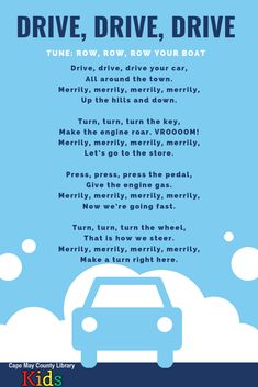 a blue poster with the words drive, drive, drive