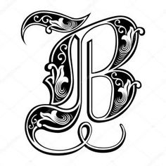 the letter b is made up of swirls and waves in black on a white background