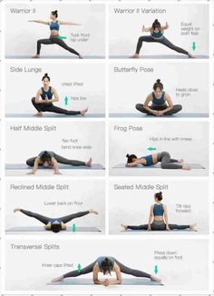 a woman doing yoga poses in different positions