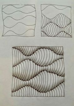 three different shapes are shown in this paper drawing class work on how to draw wavy lines