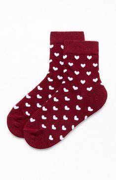 John Galt Burgundy Heart Socks | PacSun Spiderman Socks, Heart Socks, Comfy Sweatpants, Print Socks, Closet Accessories, Sock Packs, Fashion Wishlist, Cute Socks, Comfy Sweatshirt