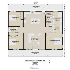 the ground plan for a two bedroom house