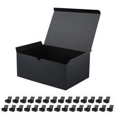 an open black box with twelve small cups in the bottom and six smaller ones on each side