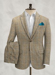 Adorn on our beautifully designed Harris Tweed Ranger Brown Suit that elevates your spirit, extols your sense of self and helps define you as a man to whom details matter. Crafted from 100% wool, the suit features a modern herringbone pattern that has a vintage elegance, both contemporary and traditional. Wear the suit as a day to day look or to events and occasions that you wish to make an impression at. #studiosuits #rangerbrown #vintage #harristweed #herringbone #checkered Gentleman Style Suit, Custom Tailored Suits, Brown Suit, Italian Suit, Mens Fashion Blazer, Sense Of Self, Mens Sport Coat, Brown Suits, Vintage Elegance