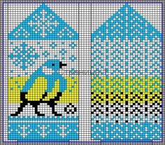 a cross stitch pattern with blue and yellow designs