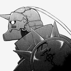 a black and white drawing of a knight in armor with a helmet on his head