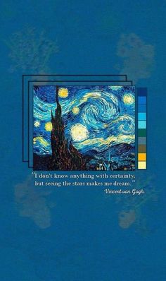 the starry night painting is shown in blue