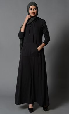 Hoodie style casual wear muslimah abaya dress - EastEssence.com Hoodie Abaya, Muslimah Abaya, Trendy Abaya, Modest Abaya, Elegant Hijab, Simple Abaya, Abaya For Women, Abaya Online, Modern Abaya