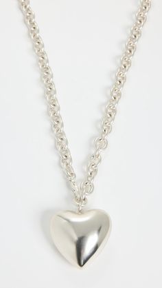 Roxanne Assoulin Heart & Soul Long Pendant Necklace | Shopbop Long Silver Necklace Pendant, Chunky Silver Necklace, Roxanne Assoulin, Pendant Brass, Fringed Belt, Lipstick Bag, Chain Strap Bag, Floral Shoes, Button Earrings