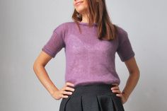 Purple sweater, heather sweater, knitting sweater, soft knit sweater, purple jumper, knit wedding sweater, bridal sweater, wedding pullover This knitted sweater is my absolute love. To create this model, I used the yarn of the famous manufacturer Drops. It perfectly emphasizes the silhouette and line of the bust. The sweater is soft to the touch, ist 75 mohair and 25 silk. The price for a sweater is determined by the high cost of yarn, this quality, tested for years. Luxury quality. The sweater Elegant Purple Sweater For Fall, Elegant Mohair Crew Neck Sweater, Elegant Purple Sweater For Winter, Fitted Purple Crew Neck Sweater, Fitted Purple Knitted Sweater, Heather Sweater, Wedding Sweater, Bridal Sweater, Purple Jumpers