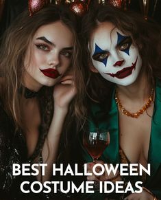 two women dressed up as clowns pose for the camera