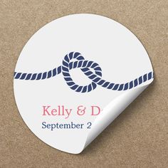 a round sticker with a rope on it and the words kelly & d together