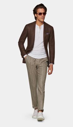 Mens Smart Casual, Brown Blazer Outfit, Smart Casual Men, Brown Blazer, Slim Fit Jackets, Brown Suits, Blazer Shirt