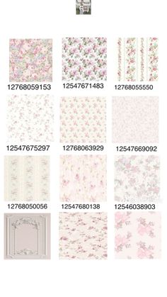 various wallpapers in different colors and sizes, all with floral designs on them