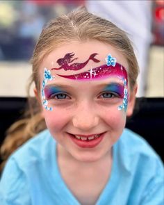 Shell Face Paint, Mermaid Face Paint Kids Easy, Face Paint Mermaid, Mermaid Face Paint, Mermaid Face, Butterfly Face