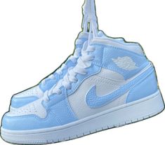 Custom Air Jordan 1 Baby Blue-oicustom Light Blue Leather High-top Sneakers With Rubber Sole, Light Blue High-top Custom Sneakers With Abzorb Midsole, Custom Light Blue Leather Nike Sneakers, Light Blue High-top Jordan Shoes With Branded Insole, Light Blue Leather High-top Sneakers, Light Blue Leather Lace-up High-top Sneakers, Blue Mid-top Leather Jordan Shoes, Blue Leather Mid-top Jordan Shoes, Nike Custom Sneakers Light Blue Round Toe