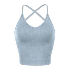 PRICES MAY VARY. Designed for low impact workout or everyday wear. SEAMLESS RIBBED FABRIC: Skin-friendly and soft rib-like texture, 4-way stretch fabric made with a seamless knitting technology for a comfortable, form-hugging fit. ADJUSTABLE STRAP & OPEN BACK: V-neck with adjustable stretch straps for a customizable fit; Crisscross open back design for charming flair. REMOVABLE PADS: Built-in removable paddings for easy replacement and cleaning. Wear this top as a bra, or as a stand alone crop t Built In Bra Tank Top, Seamless Knitting, Bra For Women, Tank Top Bras, Padded Sports Bra, Low Impact Workout, 4 Way Stretch Fabric, Kids Luggage, Bra Lingerie