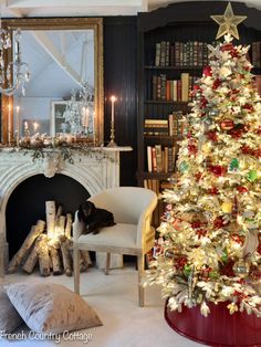 a decorated christmas tree in a living room