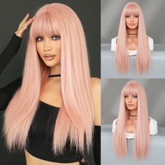 PRICES MAY VARY. ♛【Material Selection】Pink long straight wig for women is high density heat resistant fiber wig(120°c),soft hair,comfortable to wear,easy to care for.Reduce shedding and knotting. ♛【Pink Wig with Bangs】28 inch long straight light pink wig with 5 inch bang.The pink straight wig with bangs for women can not only be arbitrarily shaped but also perfectly hide the hairline.Our unique layered wig more perfectly embellishes your face,make you more charming. ♛【Adjustable & Breathable Wig Pink Wig With Bangs, Layered Wig, Long Straight Wig, Natural Looking Wigs, Material Selection, Pink Wig, Wig With Bangs, Wigs For Women, Party Entertainment