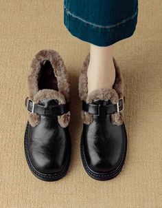 Genuine Leather Soft Sole Lamb Wool Shoes — Obiono