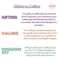 two different types of words that say gifting is calling and god's calligraphy