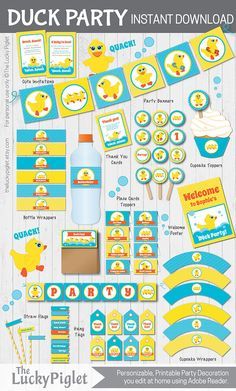 duck party printables and cupcake toppers